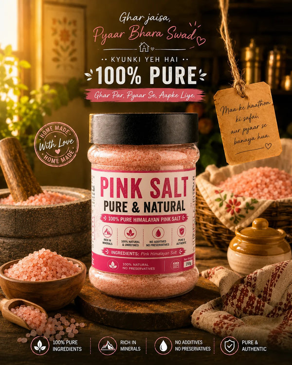 Pure Mirch Masala Himalayan pink salt (gulabi namak) pack, hand-mined from Khewra